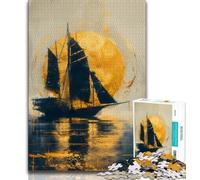 1000 Pieces Jigsaw Puzzles For Teens And Adults Golden Sailboat,for Educational Game Challenge Toy Birthday Present,Gifts,Wall Art 38x26cm