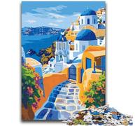 1000 Pieces Jigsaw Puzzles For Teens And Adults Greek Island Santorini Teenager Puzzles,Fun Present & Activity for Home,Toy for Rainy Days (26x38cm)