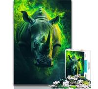 1000 Pieces Jigsaw Puzzles For Teens And Adults Green Rhino Adult Puzzles,Perfect for Game Nights, Colorful Toy for Home Gift (size 75x50cm)