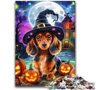 1000 Pieces Jigsaw Puzzles For Teens And Adults Halloween Dachshund Adult Jigsaw,Staycation Kill Time with Fully Interlocking Randomly Shaped Pieces (38x26cm)
