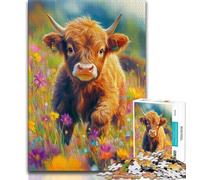1000 Pieces Jigsaw Puzzles For Teens And Adults Highland Cow Baby Teenager Puzzles,Toys Educational Games Stress Relieving Unique Birthday And Gifts (size 75x50cm)