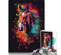 1000 Pieces Jigsaw Puzzles For Teens And Adults Horse Watercolor Teenager Puzzles,Fun Present & Activity for Home,Toy for Rainy Days 75x50cm
