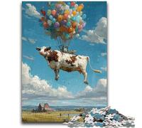 1000 Pieces Jigsaw Puzzles For Teens And Adults Hot Air Balloon Cow 1000 Pieces for Adults,Stress Reliever Staycation Kill Time Parent-child Interaction (50x75cm)