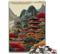 1000 Pieces Jigsaw Puzzles For Teens And Adults Japanese Style Architecture Stress Reliever Difficult Challenge Suitable for Desktop Decoration 26x38cm