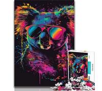 1000 Pieces Jigsaw Puzzles For Teens And Adults Koala with Headphones Sunglasses Puzzles for Adults,Family Game Stress Reliever Difficult Challenge Suitable for Couples (size 75x50cm)