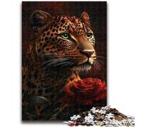 1000 Pieces Jigsaw Puzzles For Teens And Adults Leopard Rose Challenging Game And Family Play Educational Game for Birthday, Chrismas 50x75cm