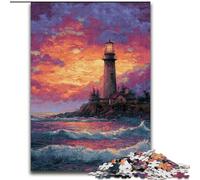 1000 Pieces Jigsaw Puzzles For Teens And Adults Lighthouse at Sunset, Family Game Stress Reliever Difficult Challenge A Work of Art for Ages 14+ (Size 26x38cm)