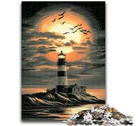 1000 Pieces Jigsaw Puzzles For Teens And Adults Lighthouse at Sunset for And 14 Years And over Interesting Stress Reduction Gifts for Friends And Family 26x38cm