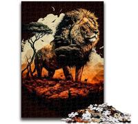 1000 Pieces Jigsaw Puzzles For Teens And Adults Lion King Of The Jungle Learning Educational Toys Fun at Home Activities, Birthday Present,Travel Gifts 38x26cm