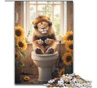 1000 Pieces Jigsaw Puzzles For Teens And Adults Lion on The Toilet Artistic Wall Decor & Birthday Gift Idea for Friends, Home Office 50x75cm