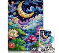 1000 Pieces Jigsaw Puzzles For Teens And Adults Lotus Moon Adult Jigsaw,Staycation Kill Time with Fully Interlocking Randomly Shaped Pieces 26x38cm