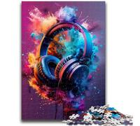 1000 Pieces Jigsaw Puzzles For Teens And Adults Modern Colorful Splash Headphones 1000 Pieces for Adults,Educational Stress Relief Toy Great Gifts And Toys (50x75cm)
