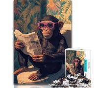 1000 Pieces Jigsaw Puzzles For Teens And Adults Monkey on The Toilet Teenager Puzzles,Fun Present & Activity for Home,Toy for Rainy Days 38x26cm