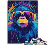 1000 Pieces Jigsaw Puzzles For Teens And Adults Monkey Wearing Glasses Challenging Game And Family Play Educational Game for Birthday, Chrismas 26x38cm