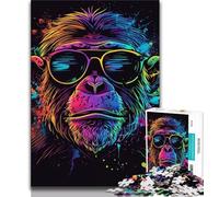 1000 Pieces Jigsaw Puzzles For Teens And Adults Monkey with Headphones Sunglasses Teenager Puzzles,for Challenging Toy Game And Family Play 26x38cm