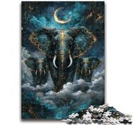 1000 Pieces Jigsaw Puzzles For Teens And Adults Mysterious Elephant Stress Reliever Difficult Challenge with Matching Poster And Trivia Sheet 26x38cm