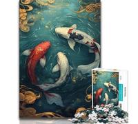 1000 Pieces Jigsaw Puzzles For Teens And Adults Mysterious Koi 1000 Piece Puzzle,Challenging Game Toys Wall Decoration Unique Birthday And Xmas Gifts 75x50cm