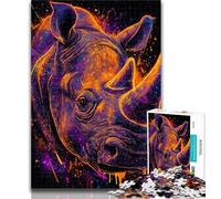1000 Pieces Jigsaw Puzzles For Teens And Adults Mysterious Rhino 1000 Piece Puzzle,Family Game Stress Reliever Difficult Challenge Suitable for Couples 26x38cm