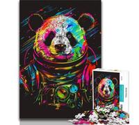 1000 Pieces Jigsaw Puzzles For Teens And Adults Neon Astronaut Panda Puzzles for Adults,Family Game Stress Reliever Difficult Challenge Suitable for Couples (size 38x26cm)