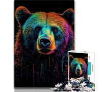 1000 Pieces Jigsaw Puzzles For Teens And Adults Neon Brown Bear Adult Puzzles,Perfect for Game Nights, Colorful Toy for Home Gift (size 38x26cm)