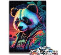1000 Pieces Jigsaw Puzzles For Teens And Adults Neon Panda Toys Educational Games Stress Relieving Unique Home Decor And Gifts 50x75cm