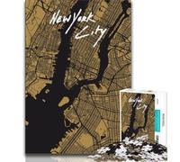 1000 Pieces Jigsaw Puzzles For Teens And Adults New York City Golden Map,Challenging Game Toys for Is Ideal As A Gift for The Whole Family (38x26cm)