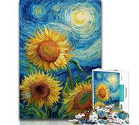 1000 Pieces Jigsaw Puzzles For Teens And Adults Night Sky Sunflower 1000 Pieces for Adults,Stress Reliever Difficult Challenge Suitable for Desktop Decoration (size 38x26cm)