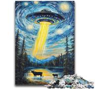 1000 Pieces Jigsaw Puzzles For Teens And Adults Night Sky UFO Stress Reliever Staycation Kill Time Wishlist with Santa Claus 26x38cm