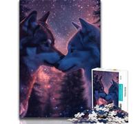 1000 Pieces Jigsaw Puzzles For Teens And Adults Night Sky Wolf Puzzles for Adults,Interesting Stress Reduction Parent-child Interaction 38x26cm