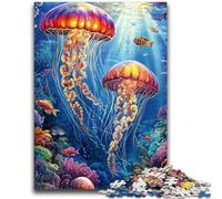 1000 Pieces Jigsaw Puzzles For Teens And Adults Ocean Jellyfish Family Entertainment Toys with Matching Poster And Trivia Sheet 50x75cm