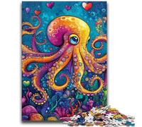 1000 Pieces Jigsaw Puzzles For Teens And Adults Ocean Octopus Stress Reliever Difficult Challenge with Matching Poster And Trivia Sheet 50x75cm