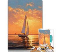 1000 Pieces Jigsaw Puzzles For Teens And Adults Oil Painting of Boat at Sunset Adult Jigsaw,Educational Toys & Games for Adults And Teenagers (size 75x50cm)
