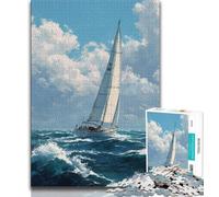 1000 Pieces Jigsaw Puzzles For Teens And Adults Oil Painting of Boat at Sunset Puzzles for Adults,deal As Gifts for The Whole Family for Ages 14+ 38x26cm
