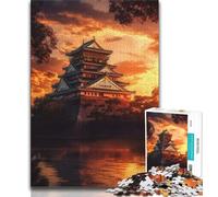 1000 Pieces Jigsaw Puzzles For Teens And Adults Osaka Castle in Japan Sunset 1000 Pieces for Adults,with Matching Poster And Trivia Sheet for Ages 14+ 38x26cm