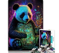 1000 Pieces Jigsaw Puzzles For Teens And Adults Panda Neon Adult Jigsaw,Educational Toys & Games for Adults And Teenagers (size 75x50cm)
