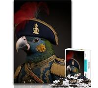 1000 Pieces Jigsaw Puzzles For Teens And Adults Parrot in Military Uniform Puzzles for Adults,Interesting Stress Reduction Parent-child Interaction 38x26cm