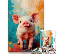 1000 Pieces Jigsaw Puzzles For Teens And Adults Pig Baby Painting,for Educational Game Challenge Toy Unique Home Decor And Gifts 38x26cm