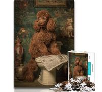 1000 Pieces Jigsaw Puzzles For Teens And Adults Poodle in The Toilet,Educational Family Game Wall Decoration Unique Birthday And Xmas Gifts (75x50cm)