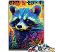 1000 Pieces Jigsaw Puzzles For Teens And Adults Psychedelic Animal Raccoon Puzzles for Adults,Challenging Difficult Deal As Gifts for The Whole Family (38x26cm)