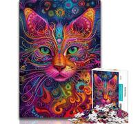 1000 Pieces Jigsaw Puzzles For Teens And Adults Psychedelic Cat,Challenging Game Toys for Is Ideal As A Gift for The Whole Family (38x26cm)