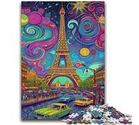 1000 Pieces Jigsaw Puzzles For Teens And Adults Psychedelic Eiffel Vibrant And Unique Design Relaxing & Challenging Puzzle Experience 26x38cm