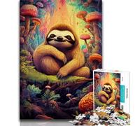 1000 Pieces Jigsaw Puzzles For Teens And Adults Psychedelic Mushroom Sloths 1000 Pieces for Teenagers,Decompressing Intellectual Educational Toy Perfect Decoration 75x50cm