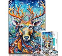 1000 Pieces Jigsaw Puzzles For Teens And Adults Psychedelic Reindeer 1000 Piece Puzzle,Family Game Stress Reliever Difficult Challenge Suitable for Couples 50x75cm