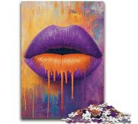 1000 Pieces Jigsaw Puzzles For Teens And Adults Purple Lips 1000 Pieces for Adults,with Matching Poster And Trivia Sheet for Ages 14+ (50x75cm)