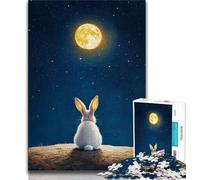 1000 Pieces Jigsaw Puzzles For Teens And Adults Rabbit Under The Moon,Challenging To Complete But Fun And Humorous Unique Birthday And Gifts 38x26cm