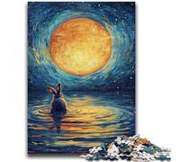 1000 Pieces Jigsaw Puzzles For Teens And Adults Rabbit Under The Moon Stress Reliever Difficult Challenge Suitable for Desktop Decoration 26x38cm
