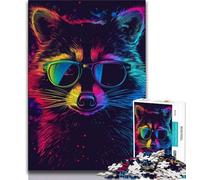 1000 Pieces Jigsaw Puzzles For Teens And Adults Raccoon with Headphones Adult Puzzles,Perfect for Game Nights, Colorful Toy for Home Gift (size 38x26cm)