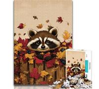 1000 Pieces Jigsaw Puzzles For Teens And Adults Raccoons in Autumn,Family Game Stress Reliever Difficult Challenge Enhance Love between Couples 75x50cm
