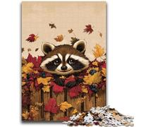 1000 Pieces Jigsaw Puzzles For Teens And Adults Raccoons in Autumn Puzzles for Adults,Challenging Difficult Deal As Gifts for The Whole Family (38x26cm)