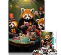 1000 Pieces Jigsaw Puzzles For Teens And Adults Red Panda Poker Teenager Puzzles,Educational Stress Relief Toy Great Gifts And Toys (size 75x50cm)